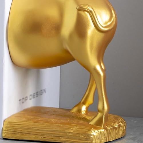 Book Organizer Home Decorative Resin Bookshelf, Bookend Supports, Desktop Animal Bookends(White)
