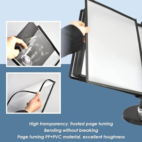 Wall file organizer,Wall Mounted File Holder, Wall Mount Reference Organizer, 20 Display Pockets, 360°Adjustable Desk Flip File Holder, Catalog Display Rack, for Office Display and Storage A4 Menu Pos