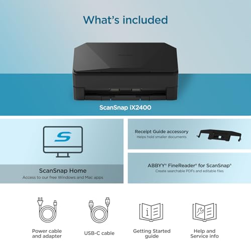 ScanSnap iX2400 High-Speed One-Touch Button Color Document Scanner, Black
