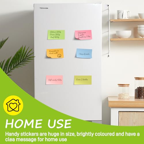 1920 Sheets 3 in x 5 in Large Sticky Notes, 76 x 127 mm 6 Pads Assorted Self-Stick Pads for Notebook,Office,School and Home,80 Sheets/Pad (24 Pads Brillant)