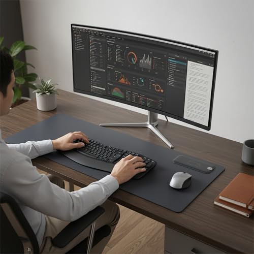 Black Leather 30" x 12.5" Keyboard/Mouse Desk Mat