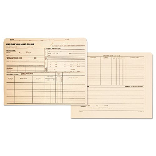Quality Park Employee Record Jackets, 11 3/4 x 9 1/2, 11 Point Manila, 100/Box