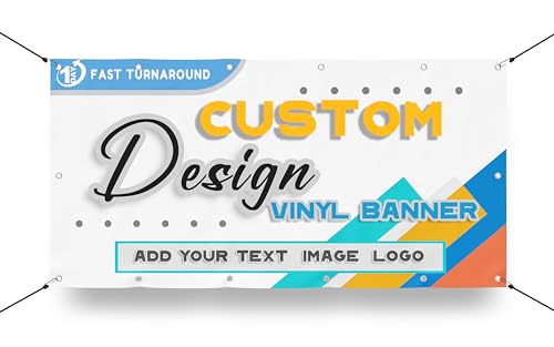 Custom Vinyl Banners & Signs - Full Color 13oz Banners for Indoor/Outdoor Events - Personalized for Business, Birthday, Parties, Wedding, Graduation (2' X 9')