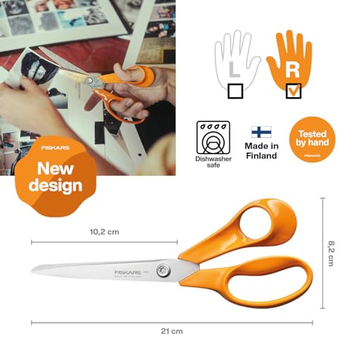 Fiskars Classic Scissors Sewing Kit - Universal Scissors 21 cm + Craft Scissors 13 cm, Stainless Quality Steel, Ergonomic Handles, Precision Blades for Fabric, Paper & Fine Sewing Work, 1082398