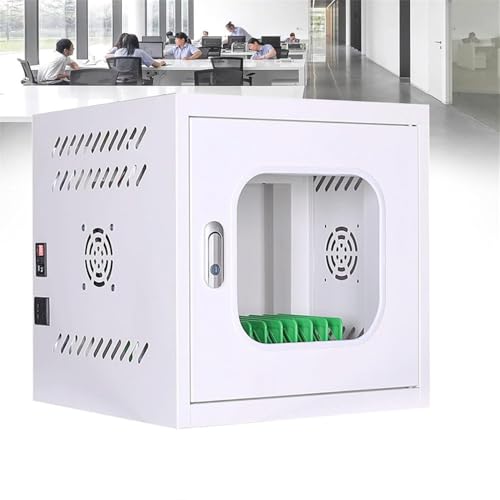 EliteBloom Mobile Charging Cart with Power Strip and Locks Secure Charging Cabinet for Phones Tablets Laptops 40 Slots White,White-10Slots