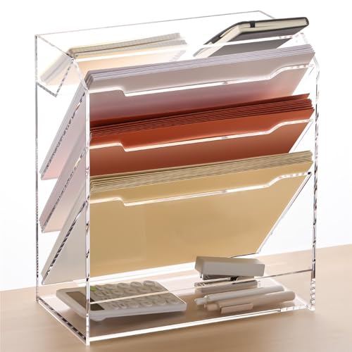 Desk File Organizer, Document Holder, Paper, File Tray, Office Organizer, 5 Compartment