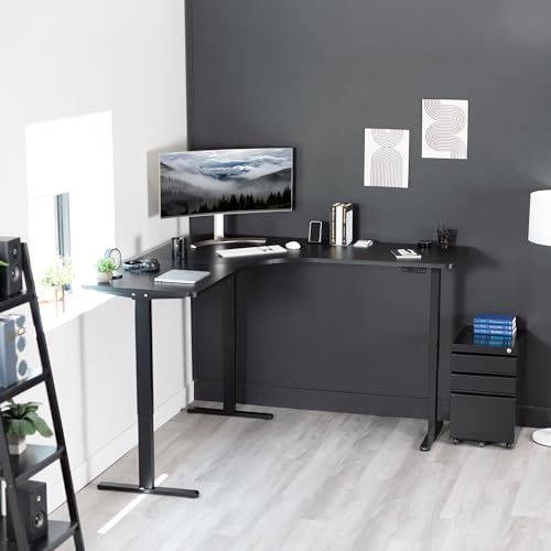 VIVO Black Electric Corner 3-Leg Standing Desk Frame, DESK-V123EB