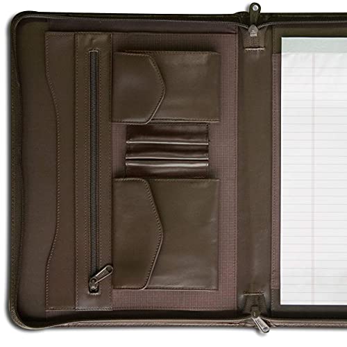 Dacasso Chocolate Brown Leather Enhanced Zip-Around Portfolio Standard Size