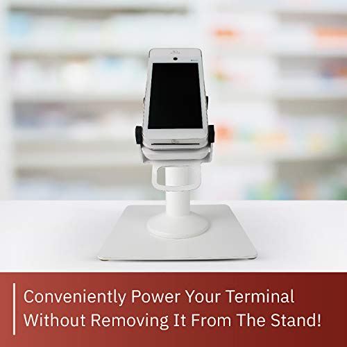 Discount Credit Card Supply DCCStands Freestanding Swivel and Tilt Pax A920 Terminal Stand with L920 Charging Base (White)