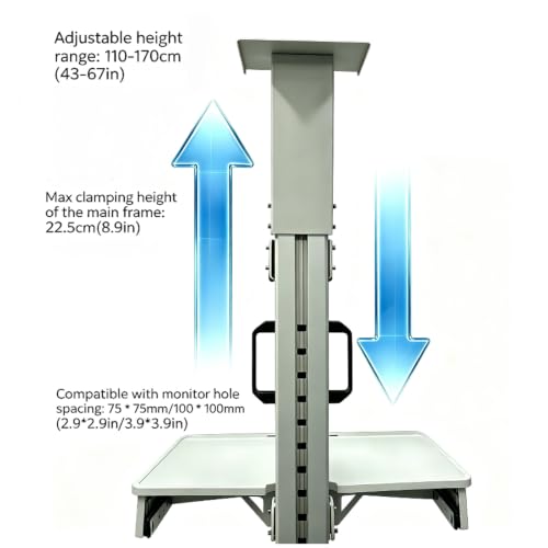 INTBUYING Rolling Mobile Workstation Computer Cart Sit Stand with Wheels and Drawers Height Angle Adjustable 22LB Load for 17‑32 in Monitor Laptop