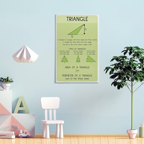 WBCNG GEOMETRY SHAPES CHARTS for Kids, Geometry, Educational, Math, Classroom Art Wall Decoration Poster Family Bar Restaurant Garage Cafe Art Sign Gift Frame-style 20x30inch(50x75cm)