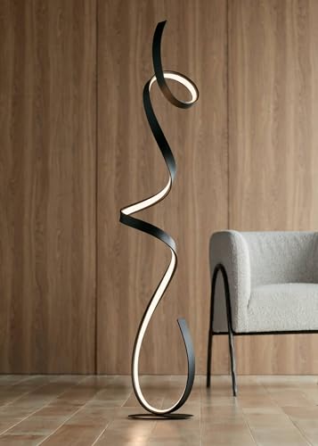 Helix 56 1/2" Tall Modern Ribbon LED Floor Lamp Black Living Room