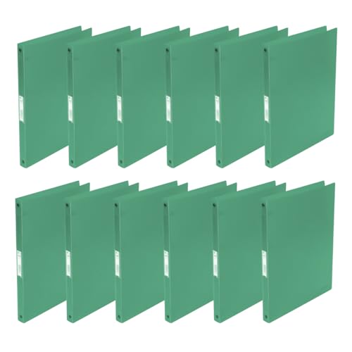 Q-Connect KF02919 Ring Binder Pack of 12 A4 4-Ring 16 mm Colour Green Transparent Made of Strong Translucent PP Film 22 mm Spine Ring Binder Plastic Slim Thin Folder
