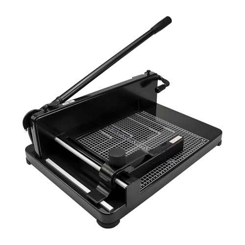 Heavy Duty Guillotine Paper Cutter,A4 12" 400 Sheets Capacity Stack Paper Trimmer,Metal Base Solid Steel Construction Trimmer Machine for Office,Commercial Use,Double Safety Protection,Black (A4 12")