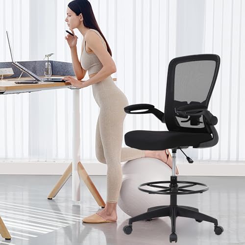 PayLessHere | Ergonomic Drafting Chair | Black | 220lbs Capacity