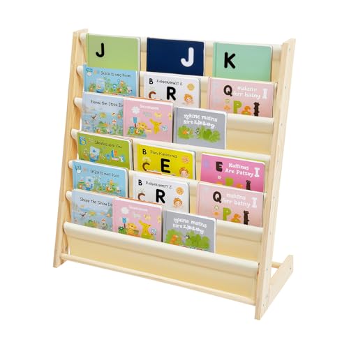 RENJLUN 6-Tier Wooden Bookrack,Book Rack & Magazine Display Shelf