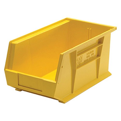 Quantum Storage Systems QUS240YL Ultra Stack & Hang Heavy Duty Part Organizer Yellow Bins 15" L x 9" W x 7" H 12 Pack