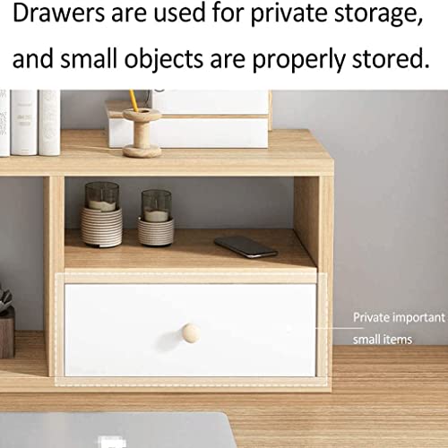 UINGBPXT Bookcase Desktop Bookshelf with Drawer Storage Cabinet Small Bookcase Multifunctional Desktop Display Shelf Rack for Home and Office High Capacity, 100cm