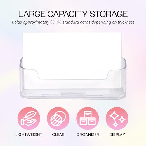 Beauticom 120 Pack Premium Business Name Card Holder - Desktop Counter-top Acrylic Plastic Single Display Stand For Professional Personal Home Office Use