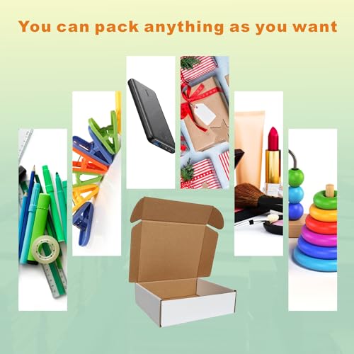 CH-BOX 250 Pack 7x6x2'' Small Shipping Boxes, Corrugated Cardboard Mailers for Business, White (CM762-250)