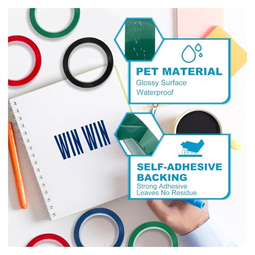 Whiteboard Tape 10 Pcs 66m Whiteboard Tape 3/6mm Pinstripe Graphic Chart Line Grid Marking Tapes for Classroom Office Dry Erase Board Art Crafts(Light Yellow,66mx3mm)