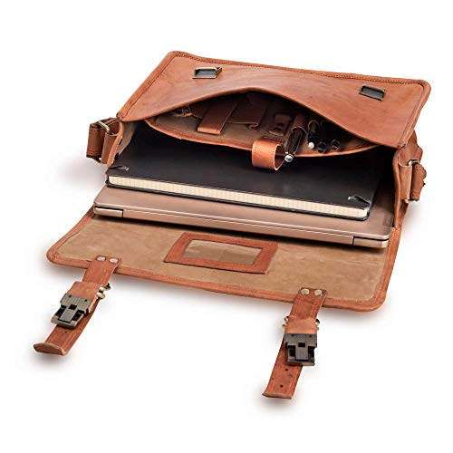 BERLINER BAGS Full Grain Leather Messenger Bag For Men York M, Brown