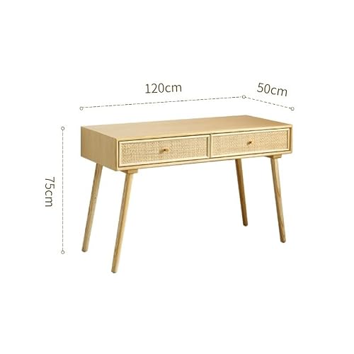 LINKIO Home Office Desks Wooden Desk Desk Bedroom Study Table Desktop Rattan Home Dressing Table Computer Table Desk