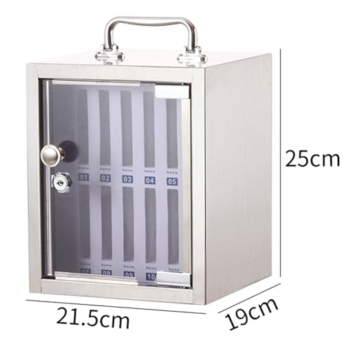 Doorhighpeak Cell Phone Cabinet Mobile Phone Management Storage Box, Stainless Steel Pocket Chart Storage Locker Box w/Portable Handle, Mobile Phone Holder Organizer, for Office School Classroom