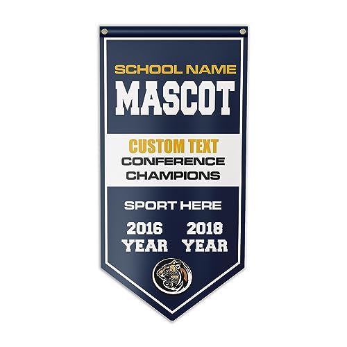 VictoryStore - Championship Team Banners, Custom School Logo, Name, Colors and Text, Vertical 10oz Vinyl Banner, 2x3 Feet