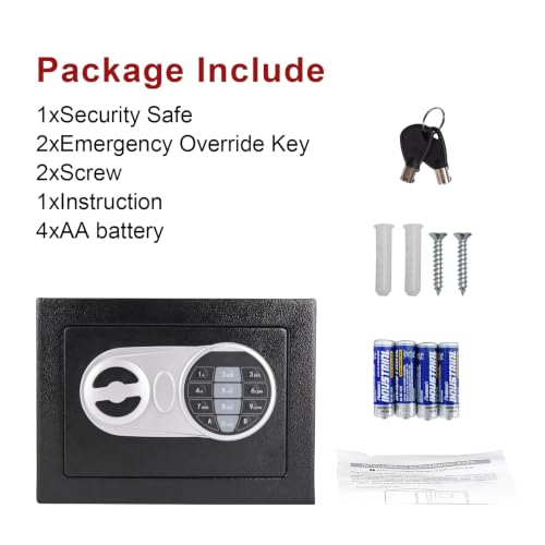 SamYerSafe Digital Safe Box with Sensor Light, Electronic Keypad, Steel Construction, Hidden Safe for Home, Wall or Cabinet Anchoring Design (Black)
