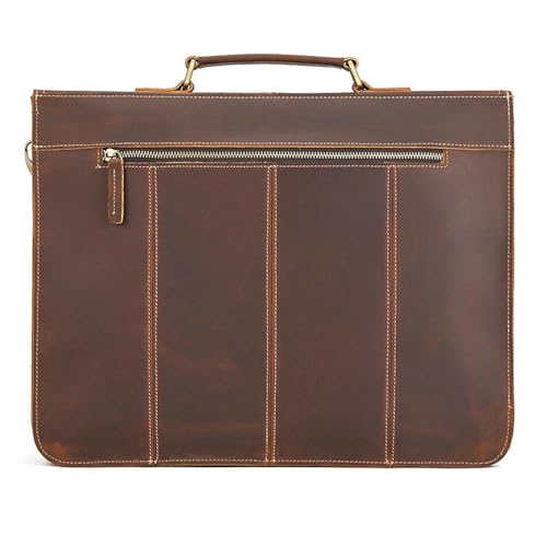 Messenger Bag for Men Vintage Leather Briefcase Laptop Shoulder Bag Unisex Crossbody Messenger Satchel for Office(Dark Brown)