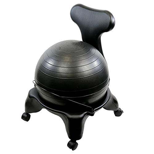 CANDO Ball Chair Inflatable Ergonomic Active Seating Exercise Ball Chair with Air Pump for Home, Office, and Classroom,Black, 22"