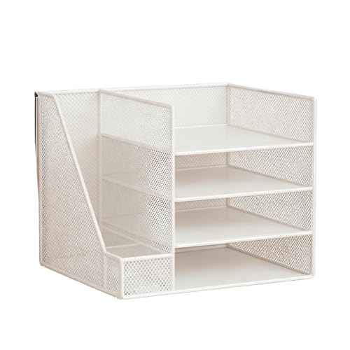 Meshes Desk Organizers, 4 Tiers Paper Letter Tray Organizers with File Holders, Desktop Accessories for Offices Supplies Desk Accessories & Workspaces