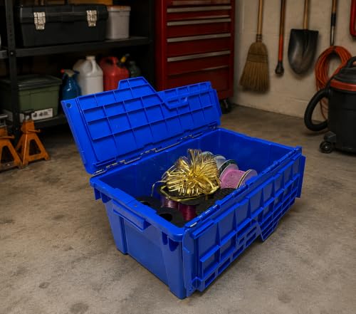 UBMOVE Container With Durable Lid, 4 Pack, Blue, Heavy Duty Storage Totes