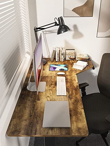 Marsail L Shaped Electric Standing Desk, 55x34 Inch Desk Adjustable Height with Headphone Hook, Large Computer Sit Stand for Home Office Sturdy Writing Workstation, Rustic (MSEDS2B1)
