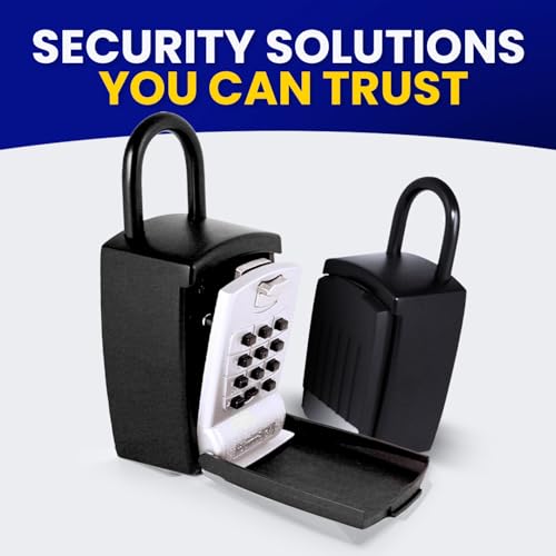KeyGuard SL-501 Punch Button Lock Box | Portable Shackle LockBox For Outside - Fits House Keys, Car Keys, Fobs, & More | Keypad Safe Box, Digital Push Button Combination Lock | Black Finish