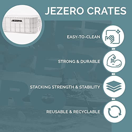 JEZERO White 3- Pack Harvest Storage Crate – Stackable Plastic Tote Box for Fruit & Vegetables, Kitchen, Pantry, Closet, Car & Outdoor Use | Open Utility Bin, 20" x 12" x8"