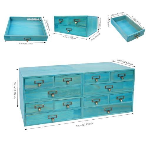 Namiose Apothecary Cabinet, 4 Pack Wooden Desktop Drawer Organizer (Blue)
