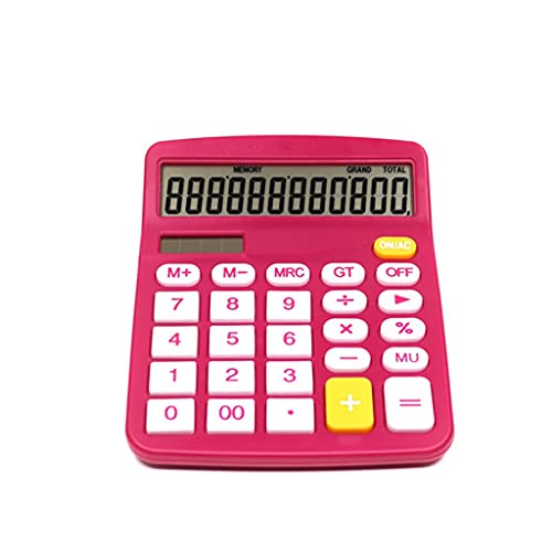 NSUQOA 12 Digit Desk Calculator Large Buttons Financial Business Accounting Tool Rose Red Color for Office School