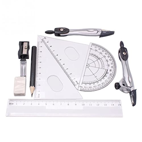 KLJUHGTR 10pcs Set Geometry Protractor Drawing School Eraser Compasses Math Ruler for Students