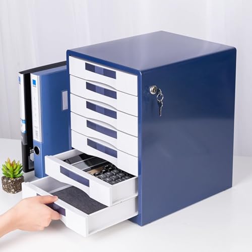 GUODDM 7-Tier Metal Drawer Organizer - Lockable Desktop File Cabinet, Small Document Storage Box For Office, Home School, For Papers Folders Supplies(B)