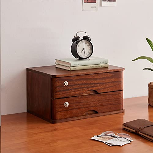 EliteBloom Flat File Cabinet Storage - Solid Wood Storage Box, Desk Organizers with Lock, Office & Home*School Desk Drawers Organizer and Accessories, Locking Filing Cabinet 1/2/3/4,A-2 Drawer