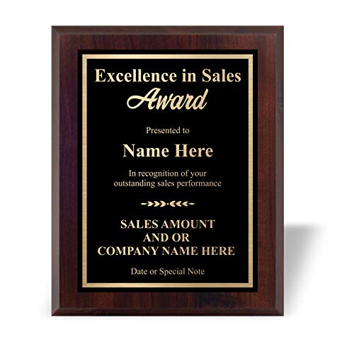 Sales Award Custom Plaque for Excellence in Sales, Top Salesperson Personalized Trophy for Salesperson (9x12)