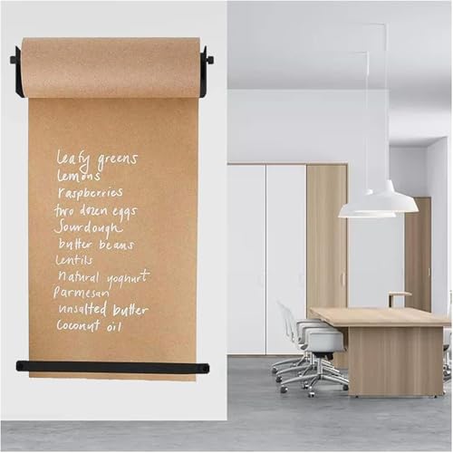 ZOCWJK Kraft Paper Roll Display Office/Studio Note Paper Dispenser with Cutting Bar, Wall Mount Kraft Paper Roll Holder, for to-Do Lists for Office Coffee Shop,Steel Frame Wide-37cm/14.5in