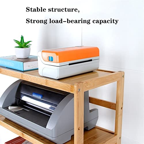 VHDY85KA Office PC Tower Stand, 2-Tier Rolling CPU Stand, Bamboo Mobile PC Host Case Stand with Caster Wheels, Fits Most PC Case and Printer Under Desktop Accessories(Natural,51 * 26 * 61cm)