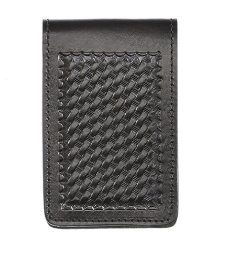 Aker Leather A583 Notebook Cover, Black Basketweave Leather 4" x 7"