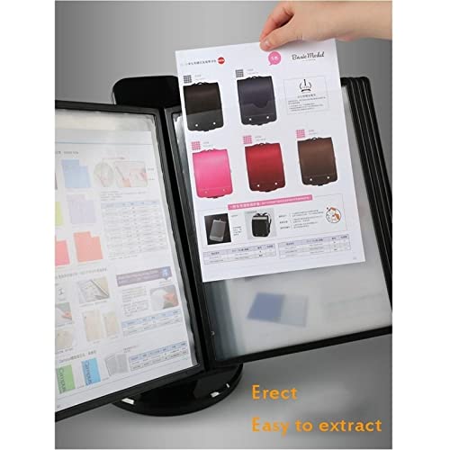 ZOCWJK Desktop Reference Organizer - Catalog Display Rack, 10 and 20 Documents Desktop Reference System, Durable Desk Display Unit, Deluxe Catalog Display Racks, for Restaurant Menu,Silver-10pages