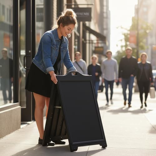 Azar Displays 300244-BLK Black Double-Sided Sidewalk A-Frame Sign w/Protective Lens 24" x 36 - Black