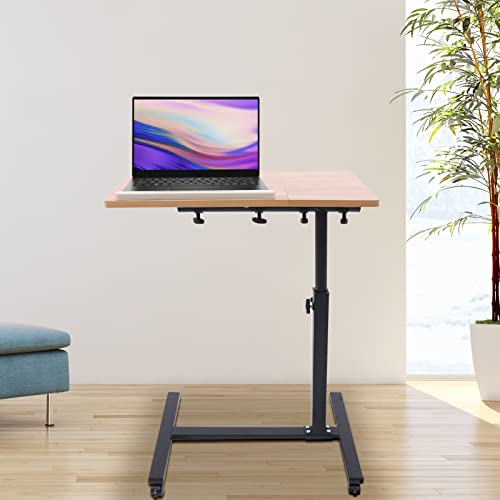 Adjustable Laptop Desk with Wheels, Rolling Standing Computer Desk with Tiltable Tabletop, Mobile Laptop Cart with Lockable Wheels, Height Adjustable Workstation for Home Office Bedroom,23.62x13.58In