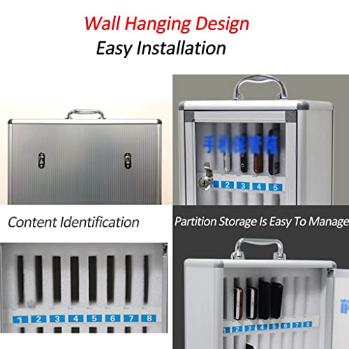 GFAZXDS Aluminum Alloy Pocket Chart Storage Cabinet,Wall-Mounted Pocket Chart Storage Locker Box with A Lock, for Cell Phones (OneColor 24 Slots)